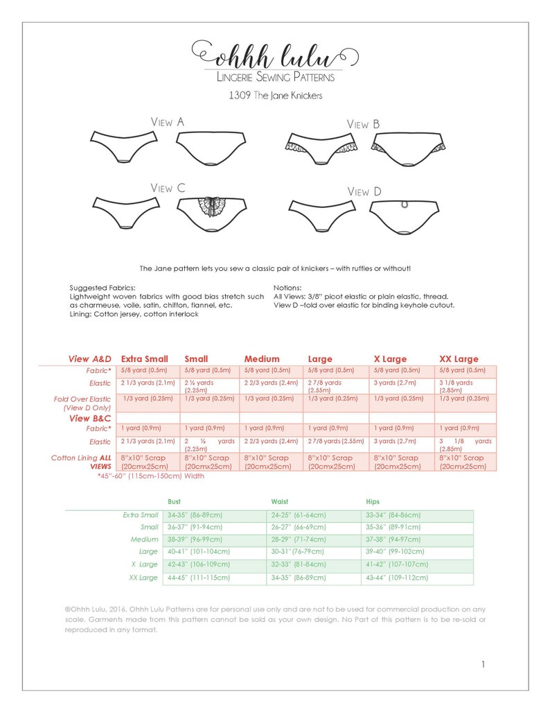 Bra and Panties Sewing Pattern Set for Ohh Lulu Bambi Bralette and Jane Panties for Woven Fabrics Instant Download image 6