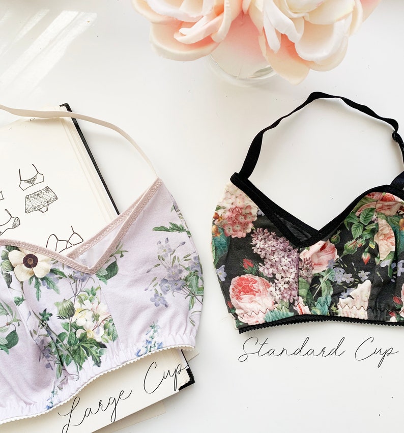 Jasmine Bra Bralette Beginner PDF Lingerie Sewing Pattern Large and Standard Cup Sizes XS-2XL 