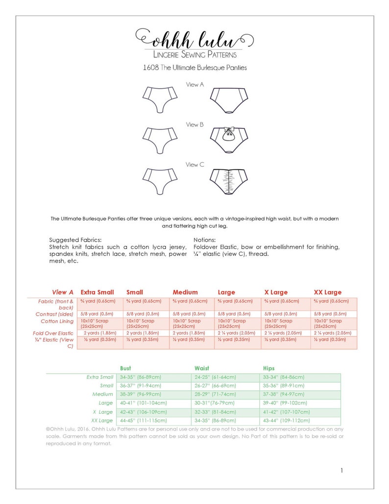 The Ultimate Burlesque Panties Sewing Pattern High Waist Knickers with Ruched Scrunch, Cut Out Peek-a-boo and Plain Back Variations image 4