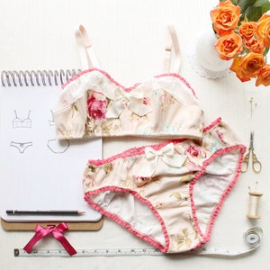 Bra and Panties Sewing Pattern Set for Ohh Lulu Bambi Bralette and Jane Panties for Woven Fabrics Instant Download image 1