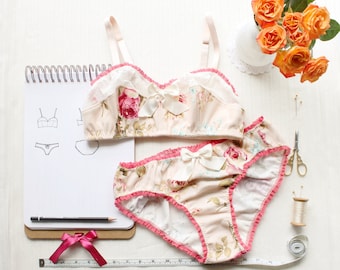 Bra and Panties Sewing Pattern Set for Ohh Lulu Bambi Bralette and Jane Panties for Woven Fabrics Instant Download