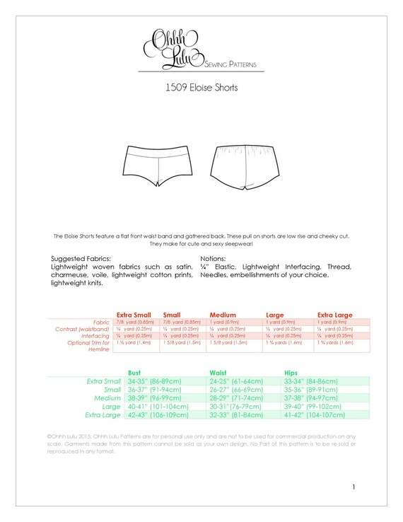 Lingerie Thong Panties Sewing Pattern Ohh Lulu 1308 Gia Thong PDF