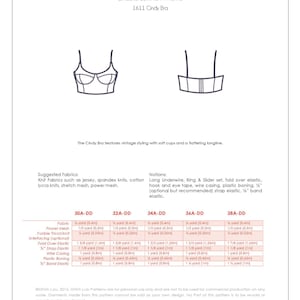 Cindy Vintage Style Longline Bra Pattern with Underwire and Soft Cups Size 30A-DD to 38A-DD PDF Sewing Pattern image 5