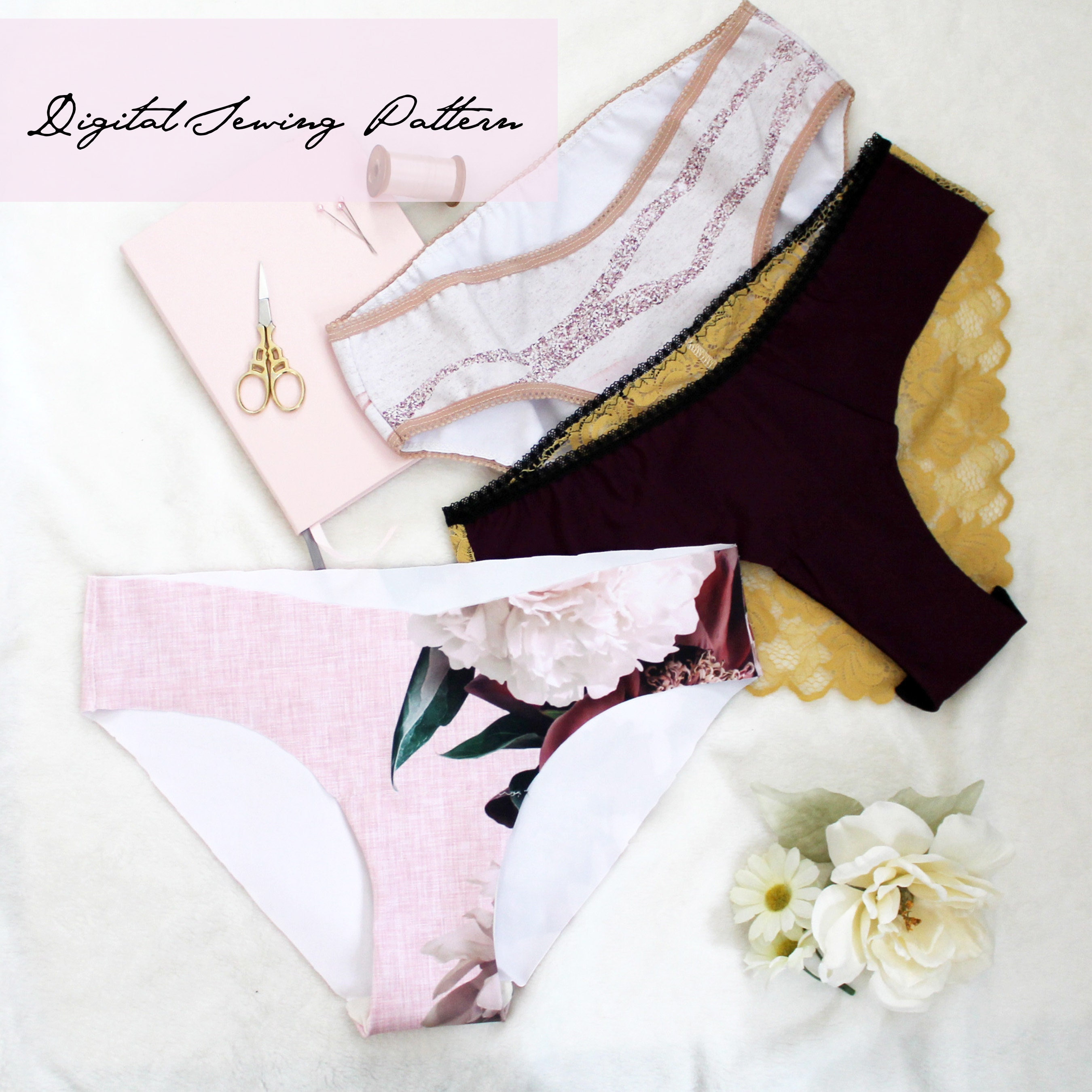 Linen panties sewing pattern, No elastic underwear pattern