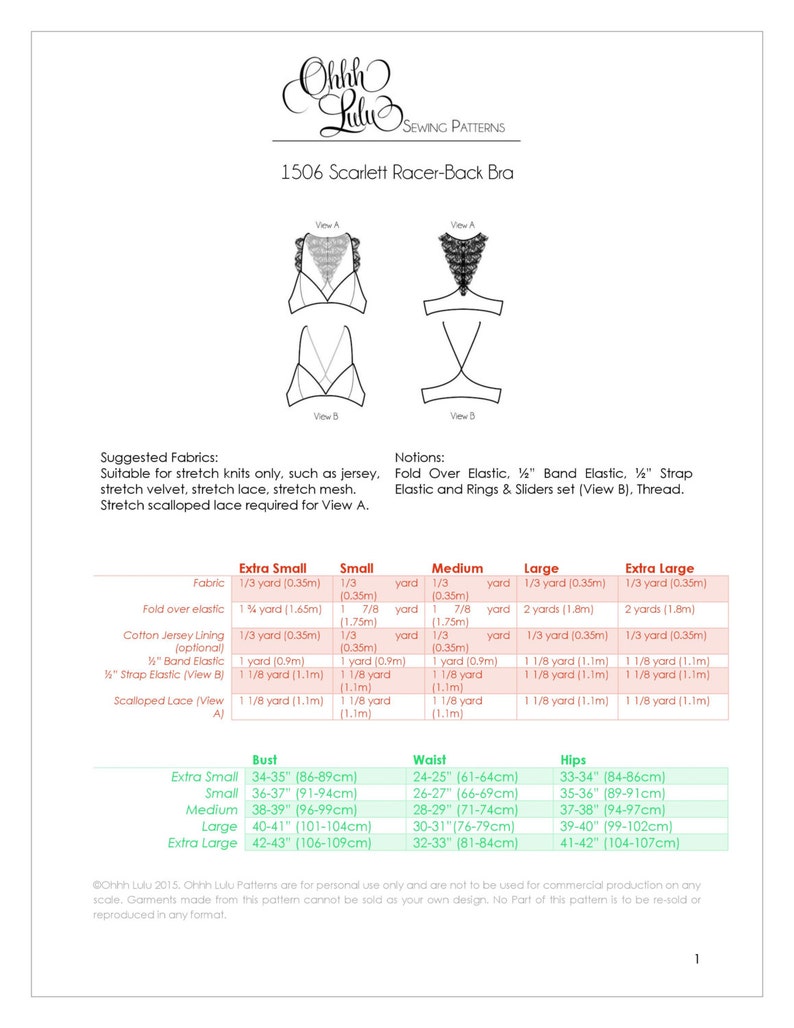 Modern Racer Back Lace Bralette Sewing Pattern Ohhh Lulu 1506 Etsy UK