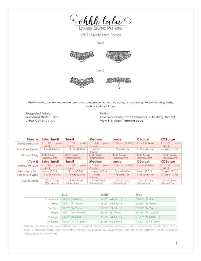The Ultimate Lace Panties Sewing Pattern DIY Thong and Hipster Etsy