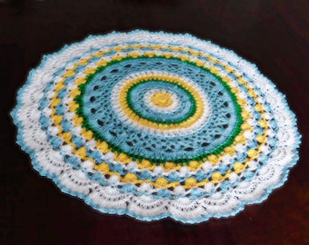 Round Crochet Doily for Spring Easter, Boho Summer Decor, Handmade Table Decor, Gift For Her Under 40, Gift for Besties