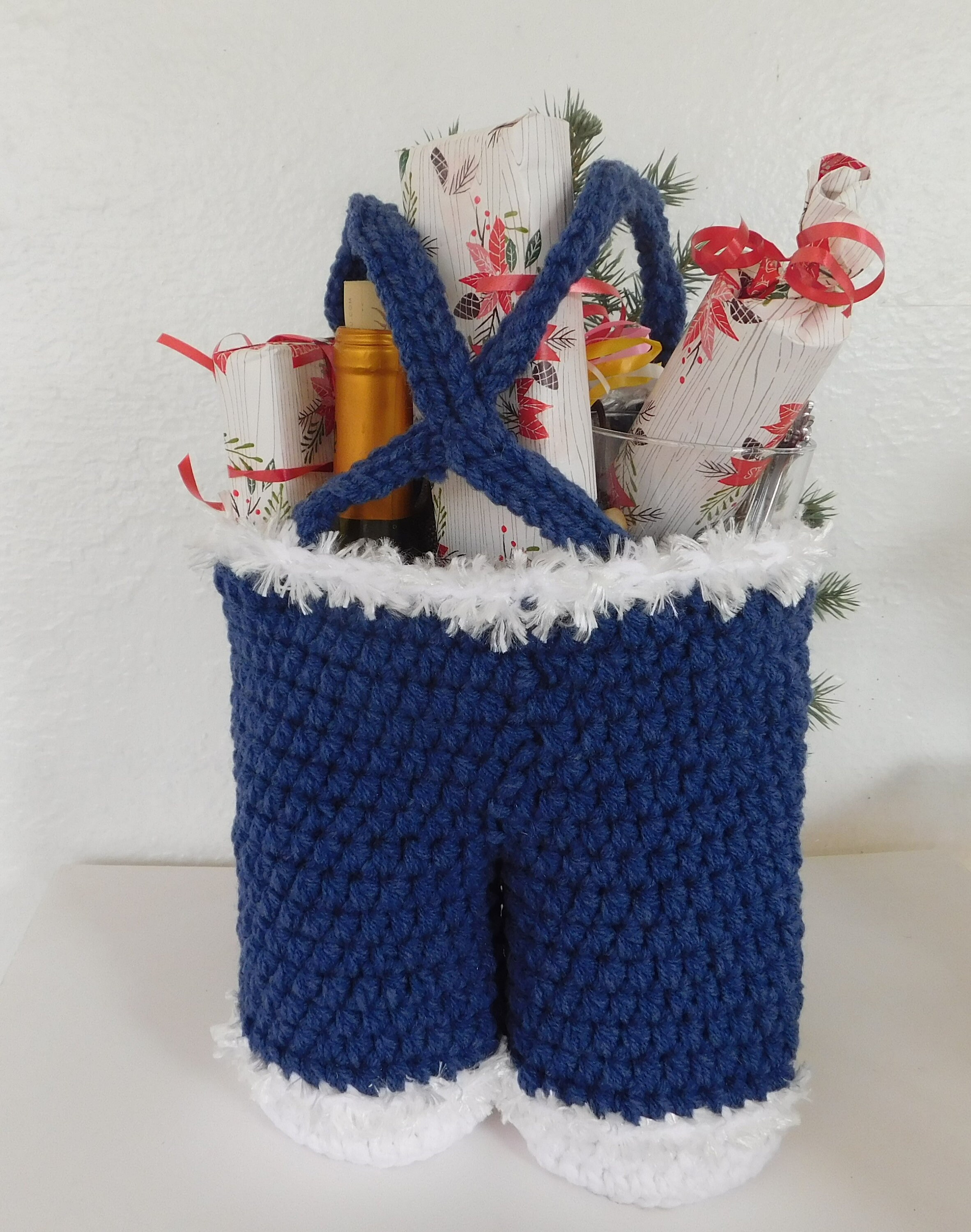 Blue Gift Basket Christmas Stocking Stocking Alternative Etsy