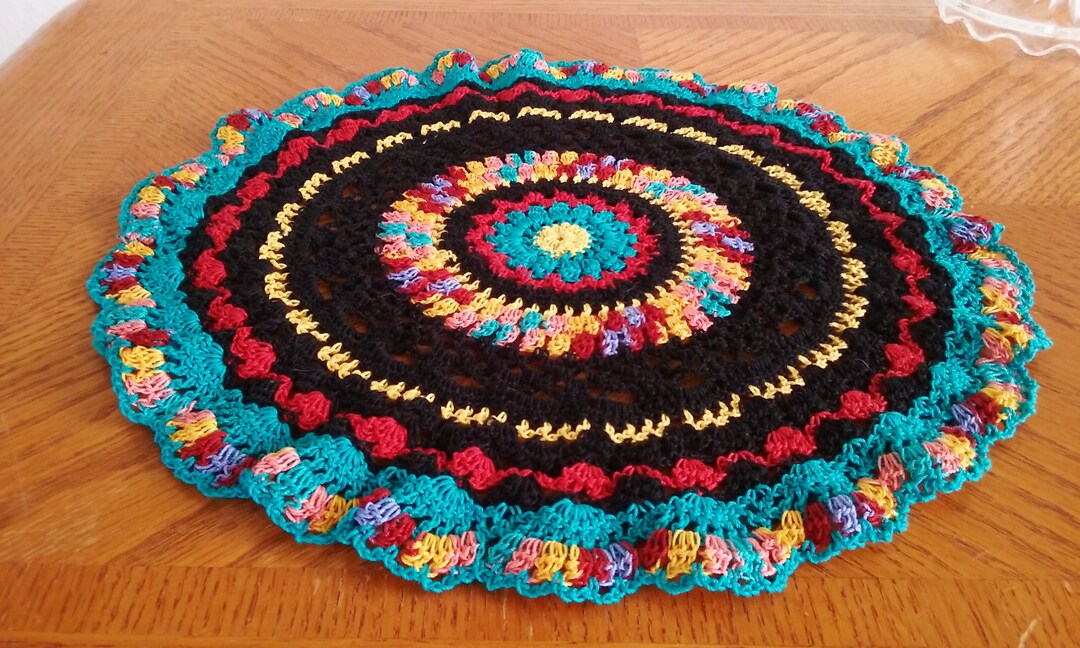 Colorful Mandala Crochet Doily Mexican Fiesta Party Etsy
