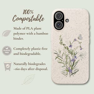 Floral Butterfly Biodegradable Phone Case, Eco-Friendly iPhone Cover, Matte Finish & Wireless Charging Compatible