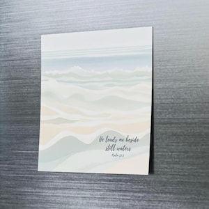 Christian Faith Sticky Notes, Inspirational Scripture Reminder, &quot;He Leads me Beside Still Waters &quot; Psalm 23:2, Bible Study Tools Note Pad