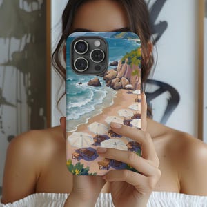 Retro Beach Umbrellas Phone Case: Ocean Summer Design - iPhone & Samsung