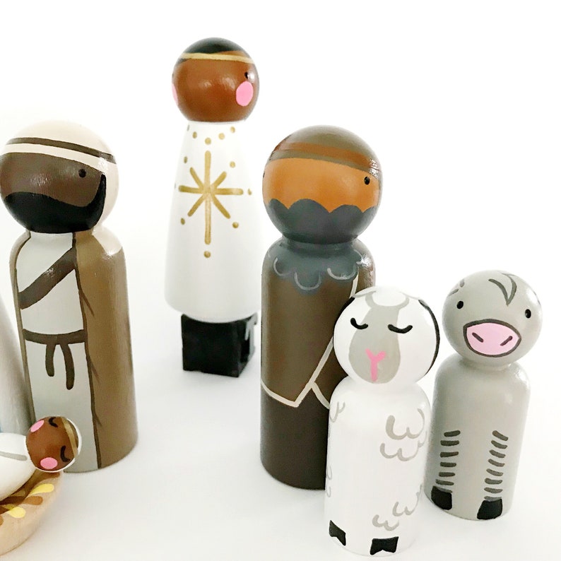 3 1/2 nativity set large size // brown/black skin Etsy