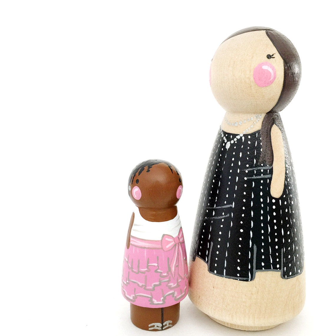 Custom peg doll parent & child peg set // mother and daughter Etsy
