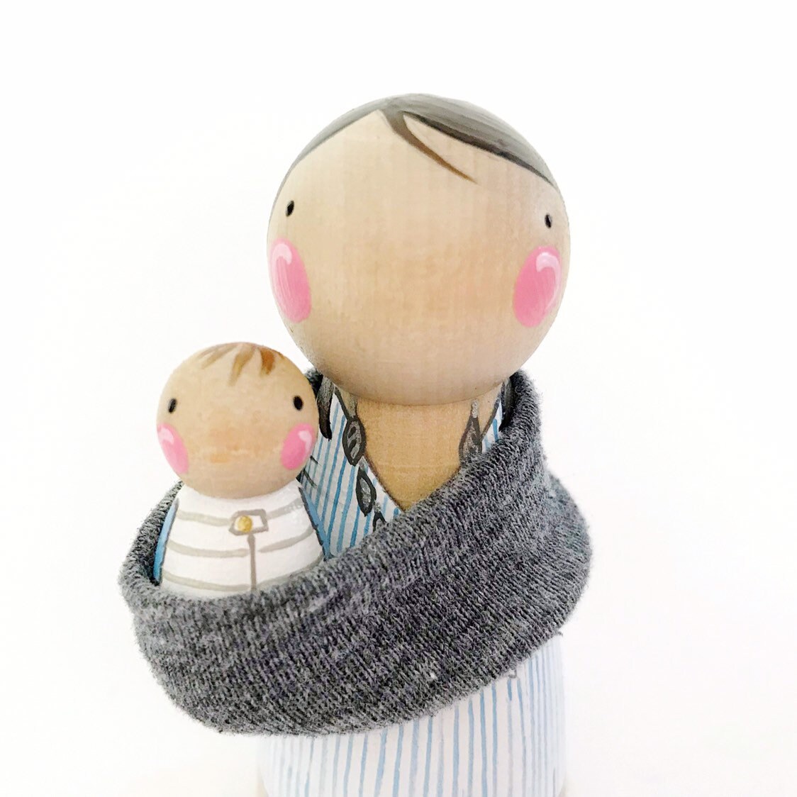 Custom 3 1/2 Mère ou Père + Poupées à Cheville Pour Bébé avec Écharpe // et Cadeau Personnalisé La F