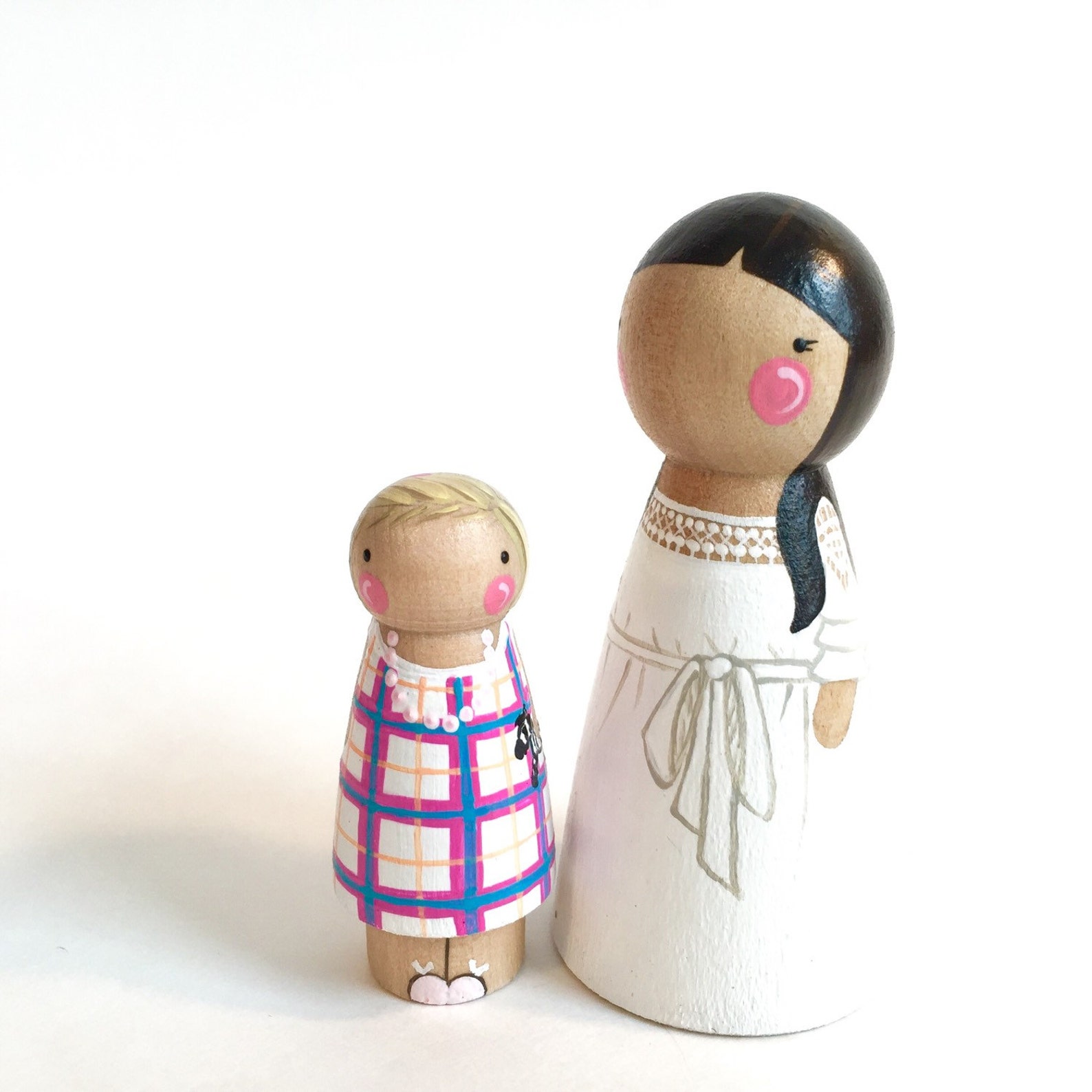 Custom peg doll parent & child peg set // mother and daughter Etsy