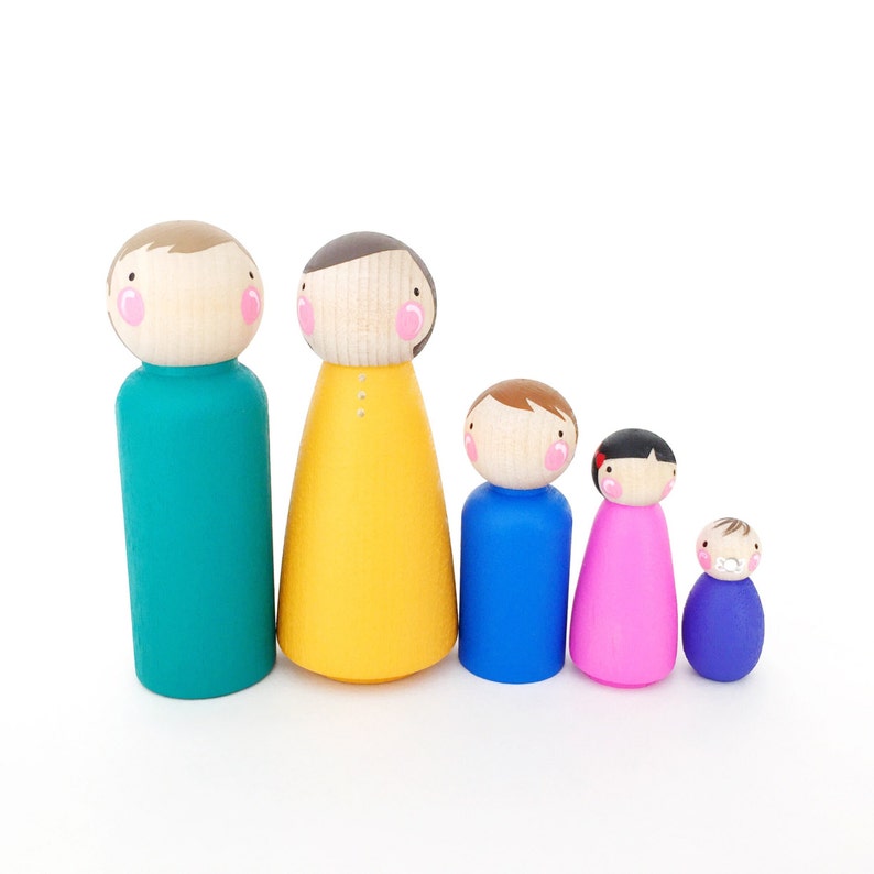 The Jewel Family peg dolls // solid body peg doll family // image 0
