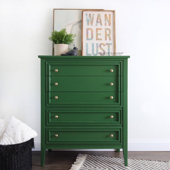 Bold Green Dresser Tall Chest Of Drawers Modern Dresser Etsy