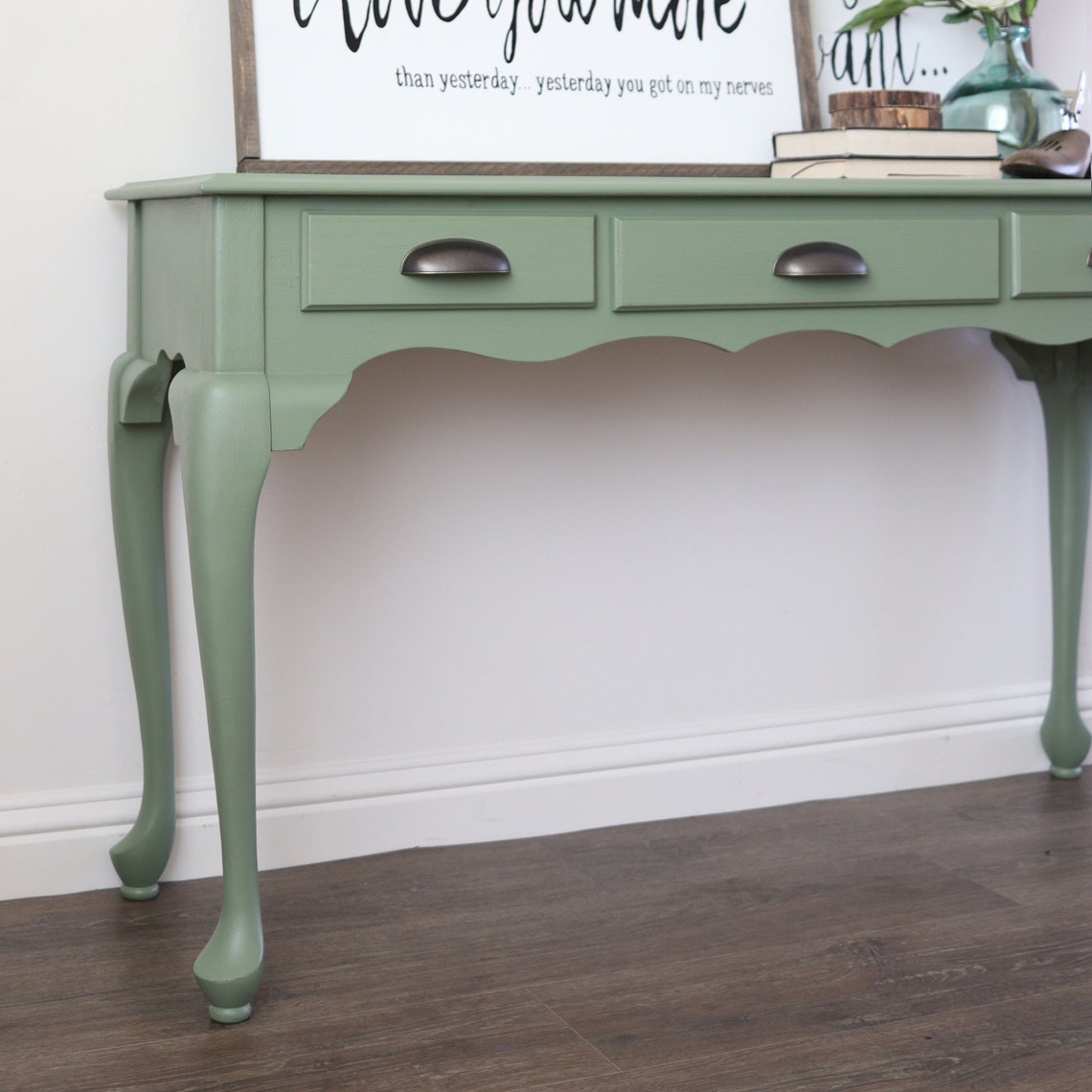 Sage Green Sofa Table Farmhouse Decor Entry Table with Etsy
