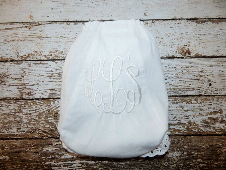 BABY BLOOMERS or Diaper Cover; Monogrammed Bloomers; White monogrammed bloomers; Girls bloomers; Girls Monogrammed bloomers; Infant bloomers