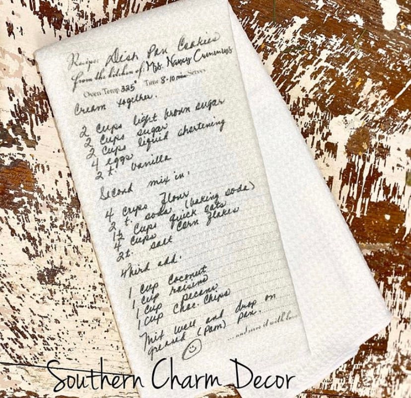 Handwritten Recipe Tea Towel Etsy