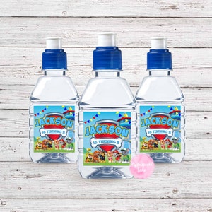PRINTED Personalised Paw-ty Ryder Marshall Chase Birthday Party Pop Top Water Bottle Labels x16