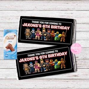 Personalised ROBLOX Chocolate Aldi Wrappers Birthday Party Favour Candy Bar Wrapper Printable Digital File