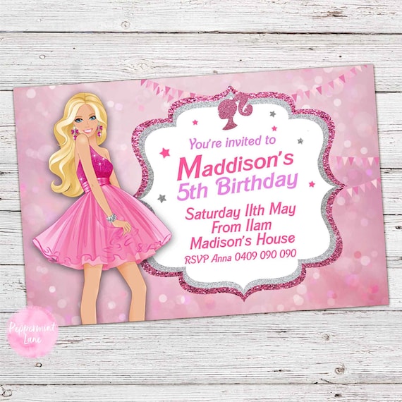 conception d'invitation à une fête d'anniversaire barbie