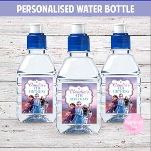 PRINTED or DIGITAL Personalised FROZEN 2 Birthday Party Pop Top Drink Water Bottle Labels x16