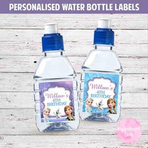 PRINTED or DIGITAL Personalised FROZEN Birthday Party Pop Top Drink Water Bottle Labels x16