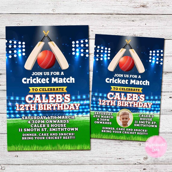 Personalised Digital CRICKET SPORTS Birthday Party Invitation Etsy
