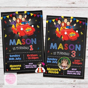 Personalised Digital THE WIGGLES  Birthday Party Invitation, Digital Invitation 1st Birthday