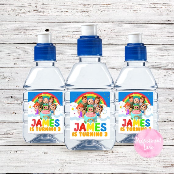 PRINTED or DIGITAL Personalised COCOMELON Birthday Party Pop Top Drink  Water Bottle Labels X16 