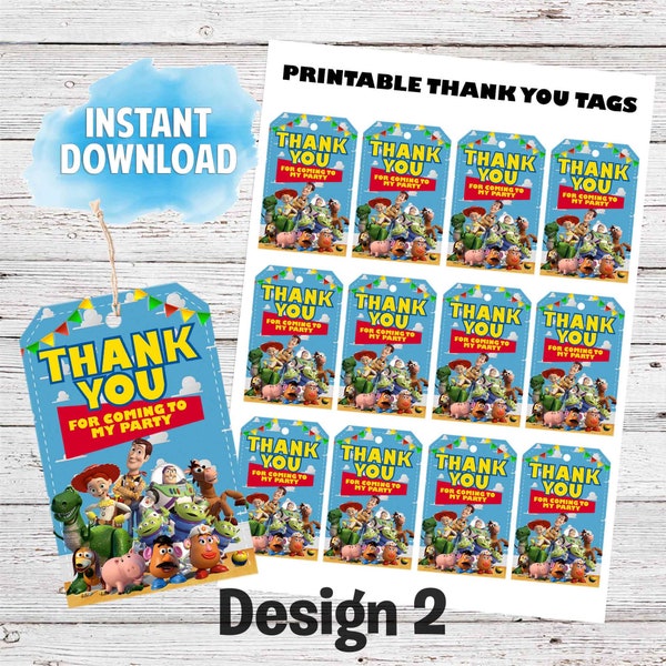 INSTANT DOWNLOAD Digital Toy Story Thank You Favor Tags, Birthday Party Printable, Party Favour Favor Tags, Woody, Buzz Lightyear 2