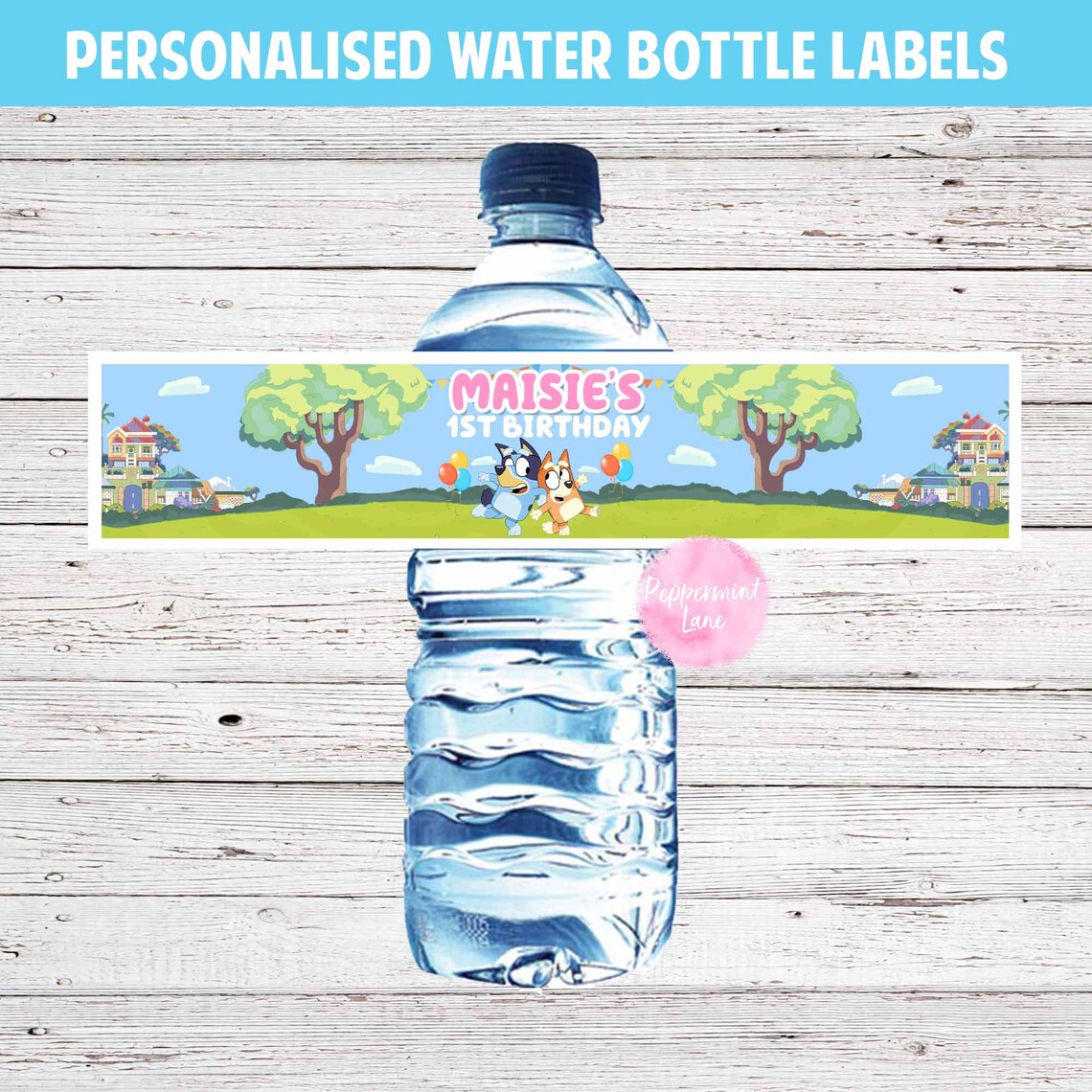 PRINTED Personalised BLUEY Water Bottle Labels Birthday Party Etsy