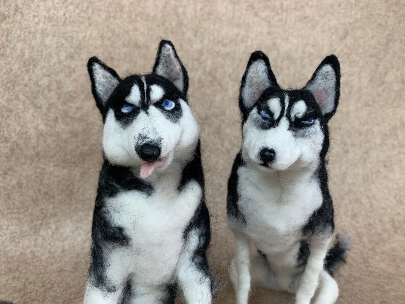husky dog wool realistic doll 3D portrait material suply pack wool needle felted pet sculpture customized for memorial gift made to order