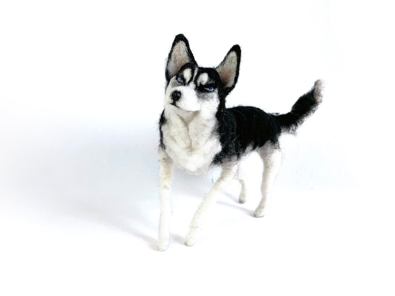 husky dog wool realistic doll 3D portrait material suply pack wool needle felted pet sculpture customized for memorial gift made to order