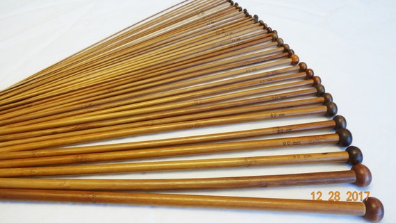 10mm 25cm length One set of single pointed bamboo knitting needles choose 2mm