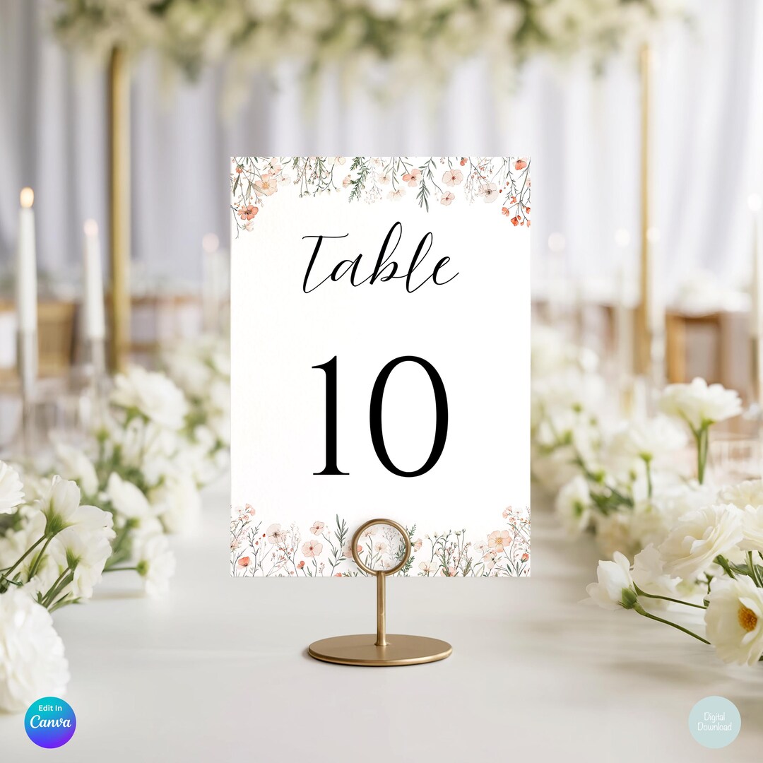 Event Table Labels Wedding Reception and Table Details Bundle, Watercolor Floral Menu ...