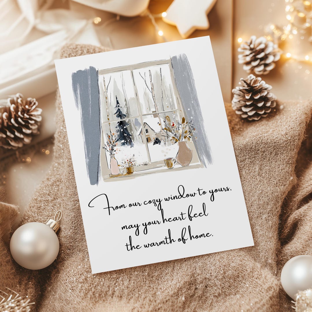 Editable 5x7 Inch Canva Template Christmas Card: Watercolor Cottage ...