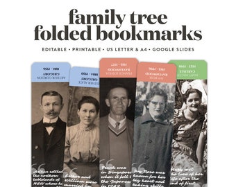 Creative Family Tree Bookmarks Template for Google Slides  - the perfect genealogy or family reunion gift