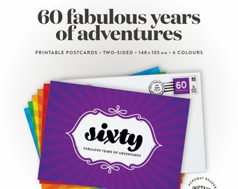 60 memories for a 60th birthday or milestone anniversary, memory postcard gift for him or her, editable and printable PDF, instant download