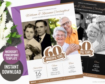 90th birthday invitation PowerPoint template for a | Etsy