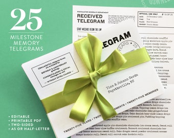Captures stories for a 25th wedding anniversary gift with milestone memory telegrams or postcards