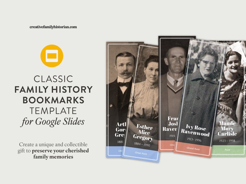 Classic Family History Bookmark Template for Google Slides image 1