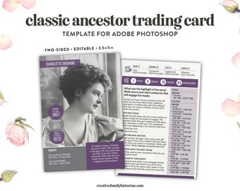 Classic Ancestor Trading Cards Template for Adobe Photoshop