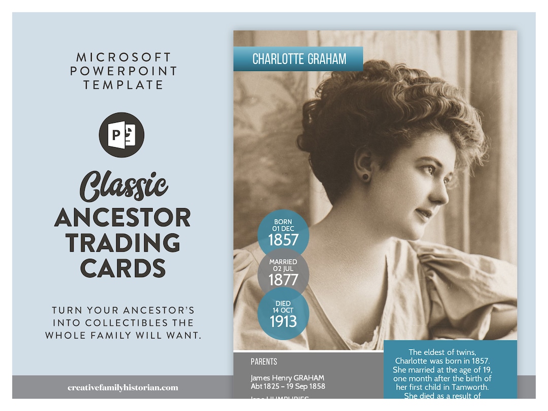 Ancestor Trading Card Template, Family History Gifts for Mom, Genealogy ...