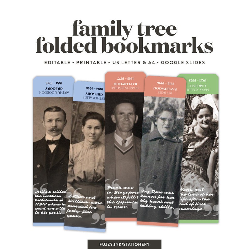 Creative Family Tree Bookmarks Template for Google Slides the perfect genealogy or family reunion gift image 1