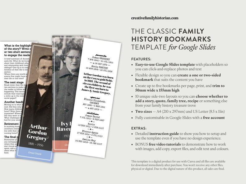 Classic Family History Bookmark Template for Google Slides image 2