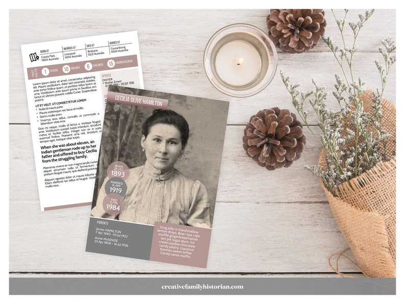 Ancestor Trading Card template, family history gifts for mom, genealogy gifts for dad, family reunion or christmas gifts, instant download image 5